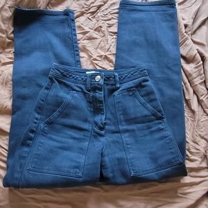 Aritzia Wilfred Free Modern Utility High Rise Straight Leg Pants dark blue